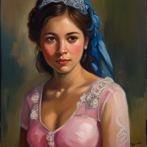 Quinceañera Portrait in Oil Painting Style