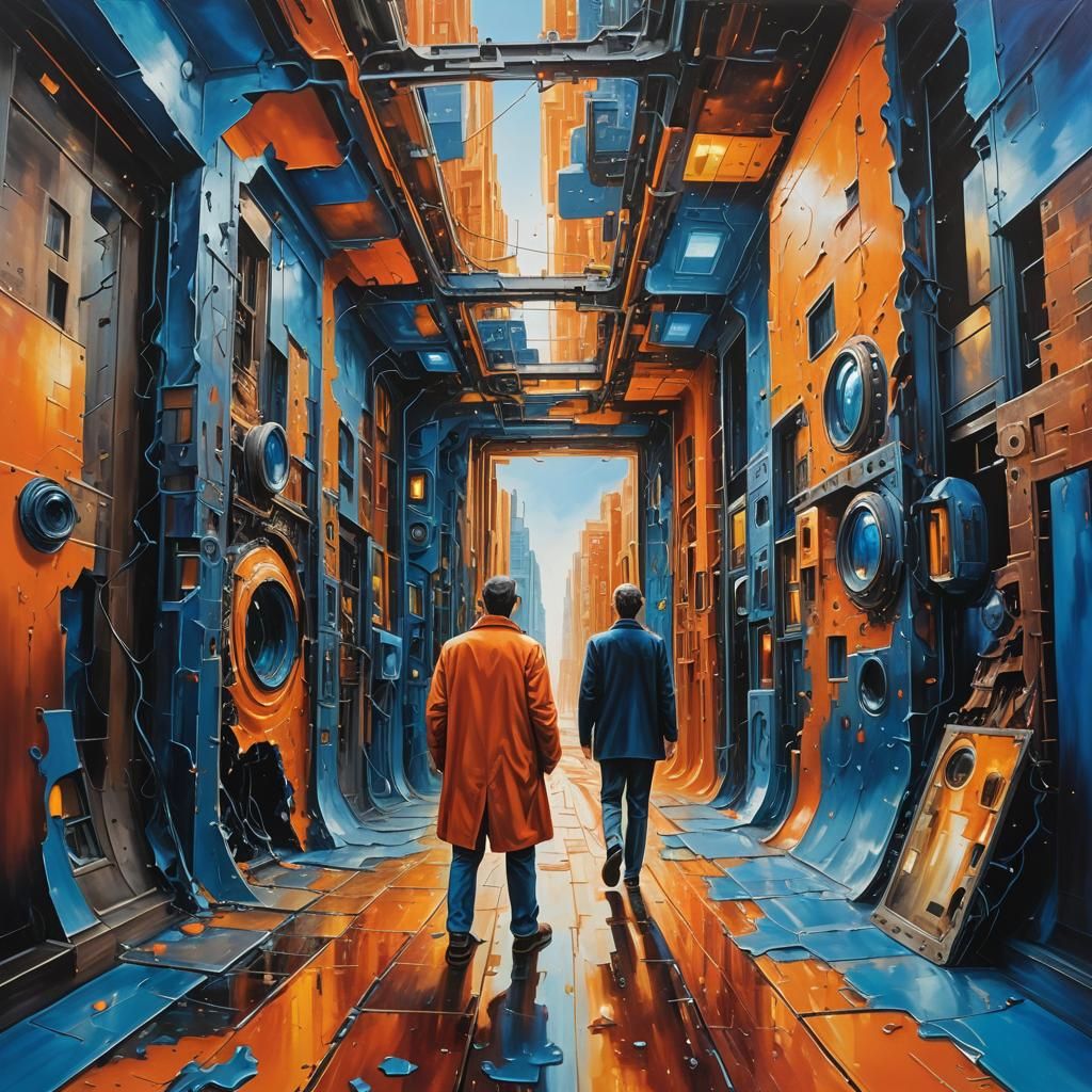 Surreal Reality Nexus with Portals and Reflections