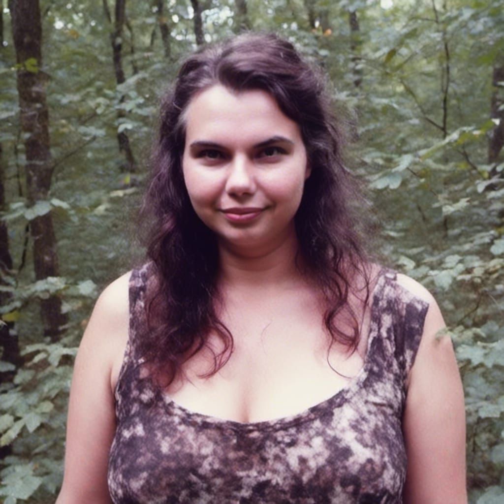 My wife in the woods