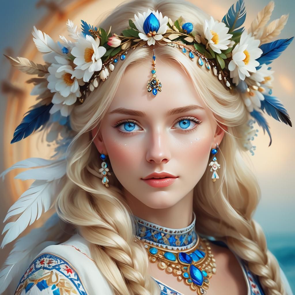 Slavic Beauty Portrait in Dreamy Digital Art Style