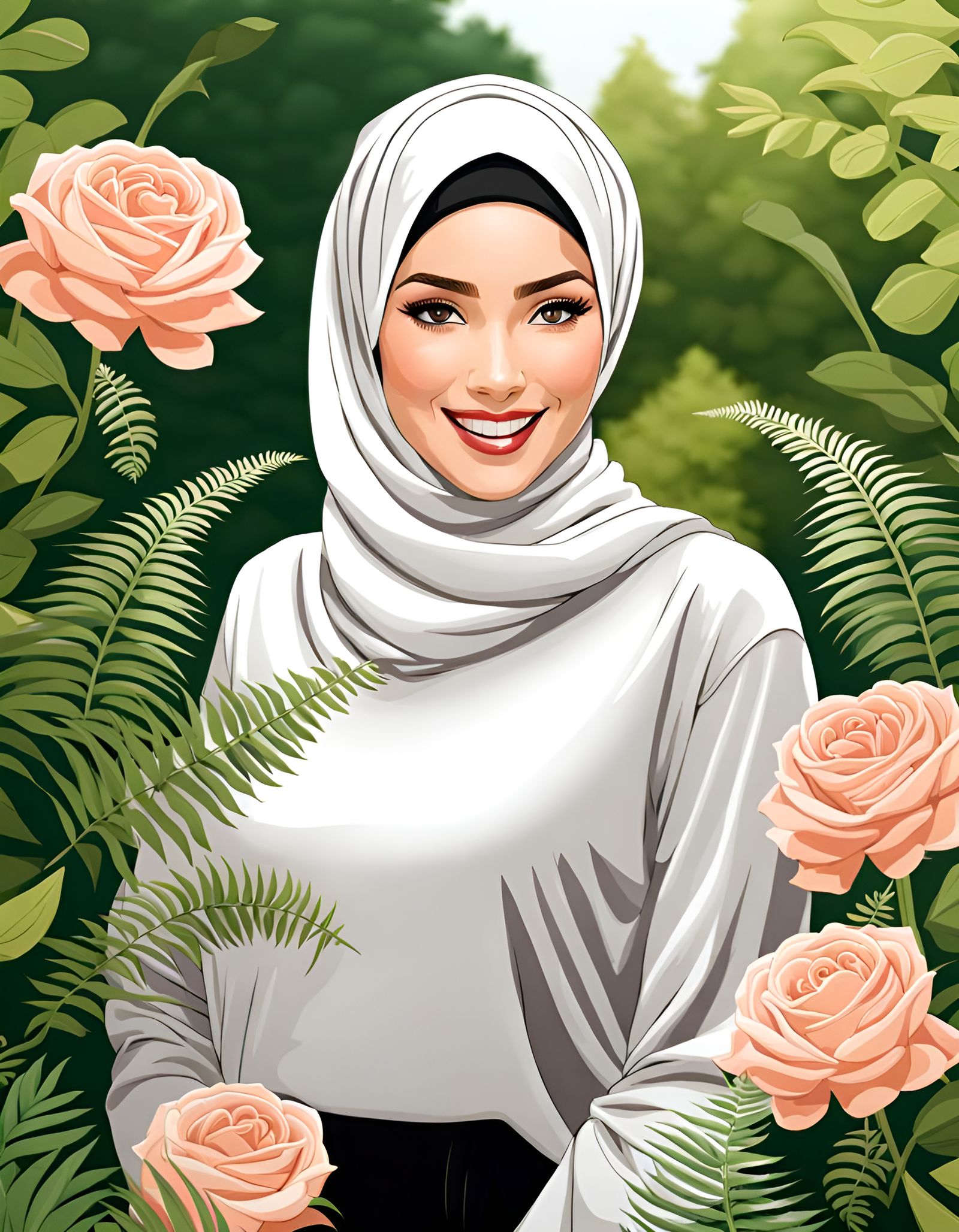 Beautiful Hijabi Woman in Botanic Garden