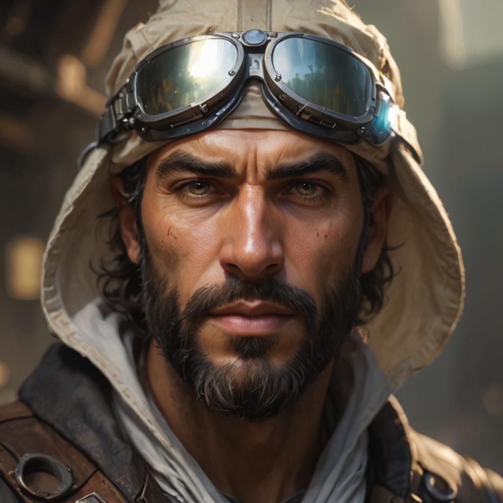 Sci-Fi Mechanic Portrait in Cyberpunk Style