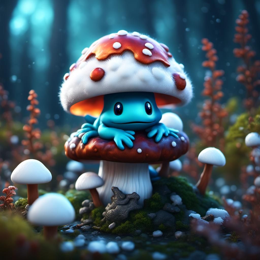 Salamander's Cotton Mushroom Home: Fantastical Art