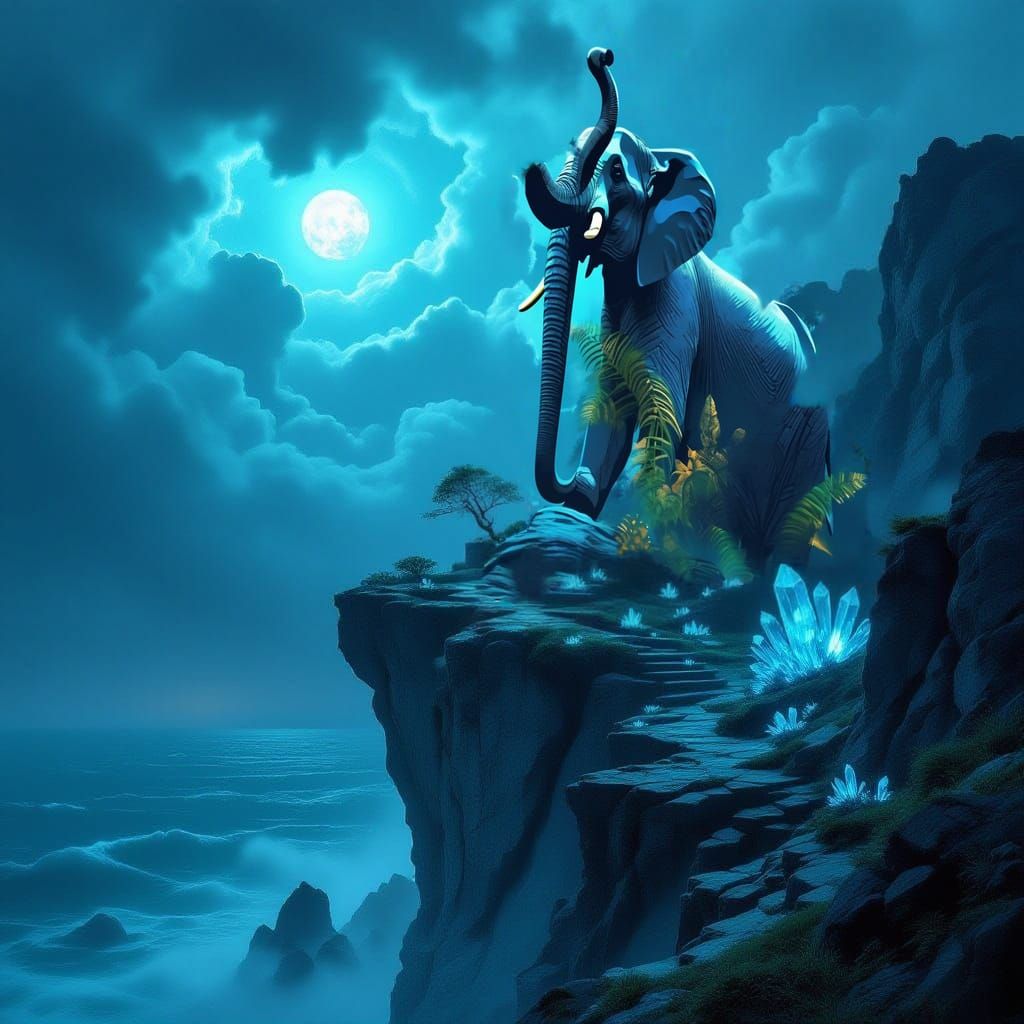 Majestic Elephant in Lush Jungle Clearing