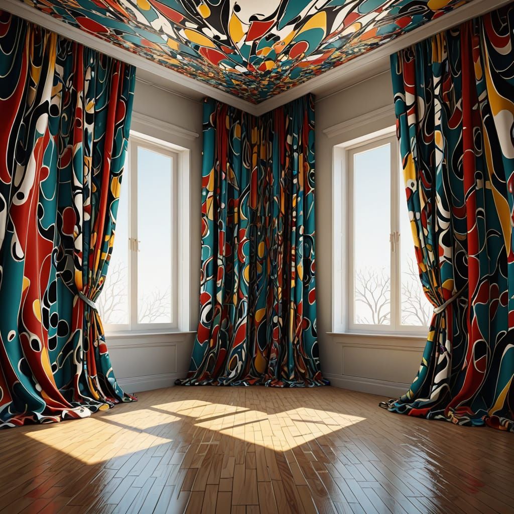 Abstract Portico Interior with Fractal and Vector Elements