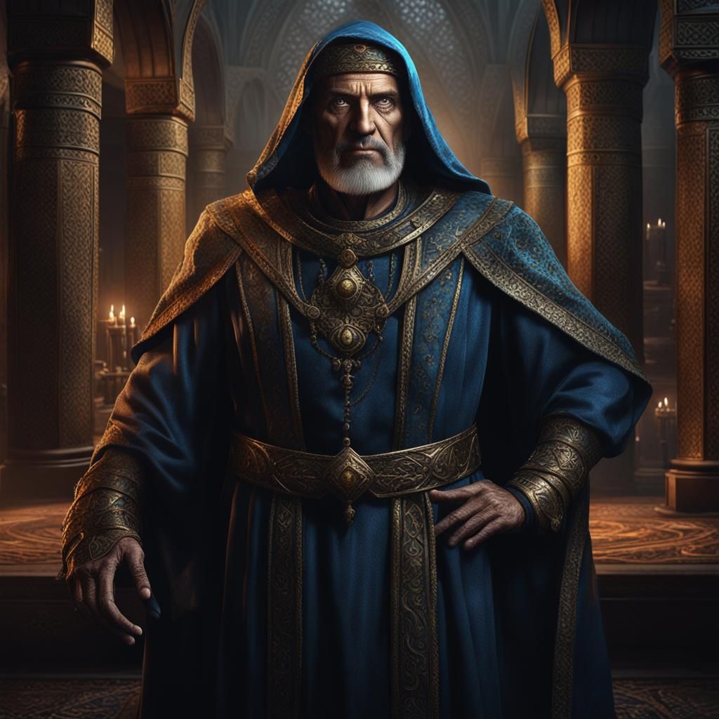 Medieval Royal Magician with Mysterious Arabian Beauty