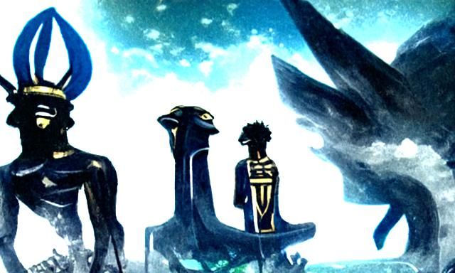 Futuristic Egyptian Gods in Neon Style