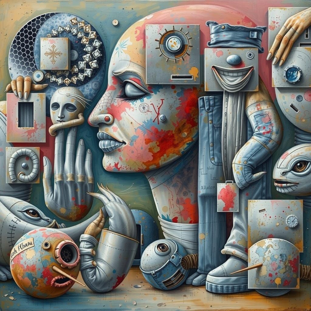 Abstract Couple in Surreal Forest, Dürer Style