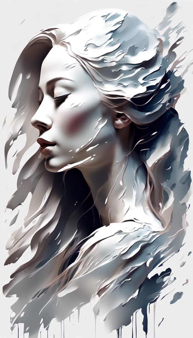 Abstract Profile: Woman in Abstract Expressionism Style