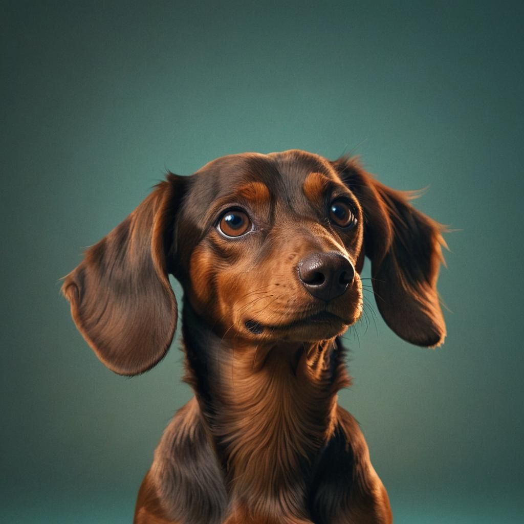 Surreal Portrait of Brown Dachshund Dog