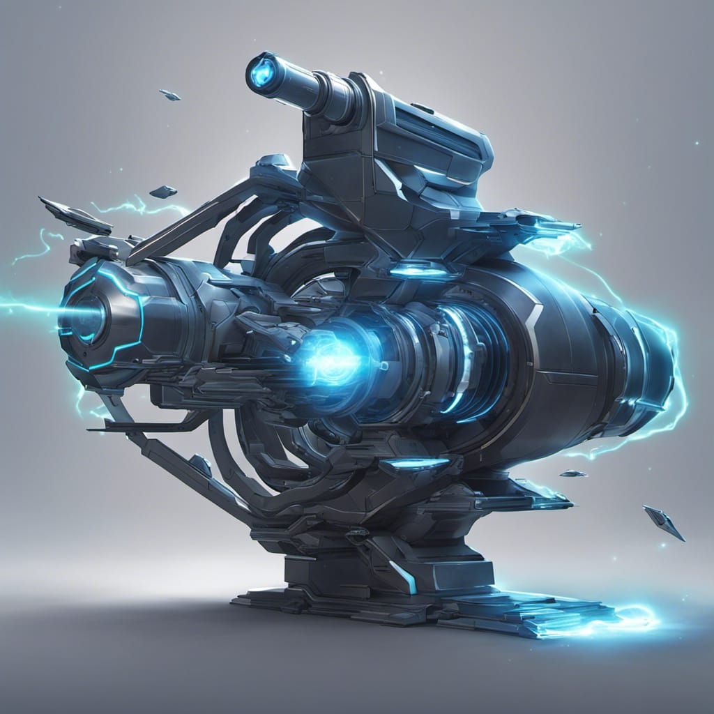 Futuristic Quantum Cannon Emitting Energy Surge