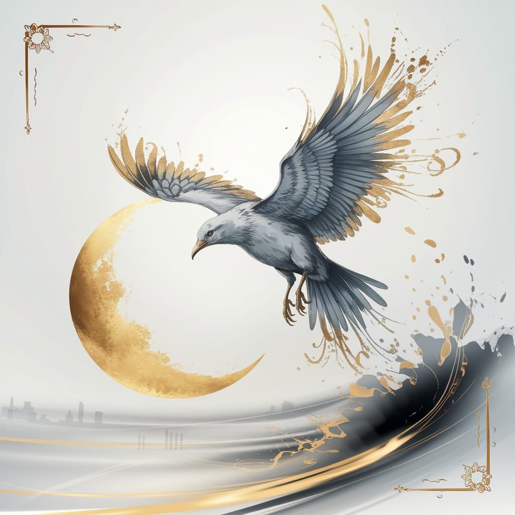 Golden Moon Eclipse Over Ocean Mist