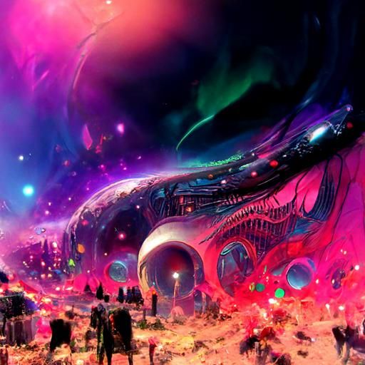 Chrome Cyborg World in Futuristic Geometric Art