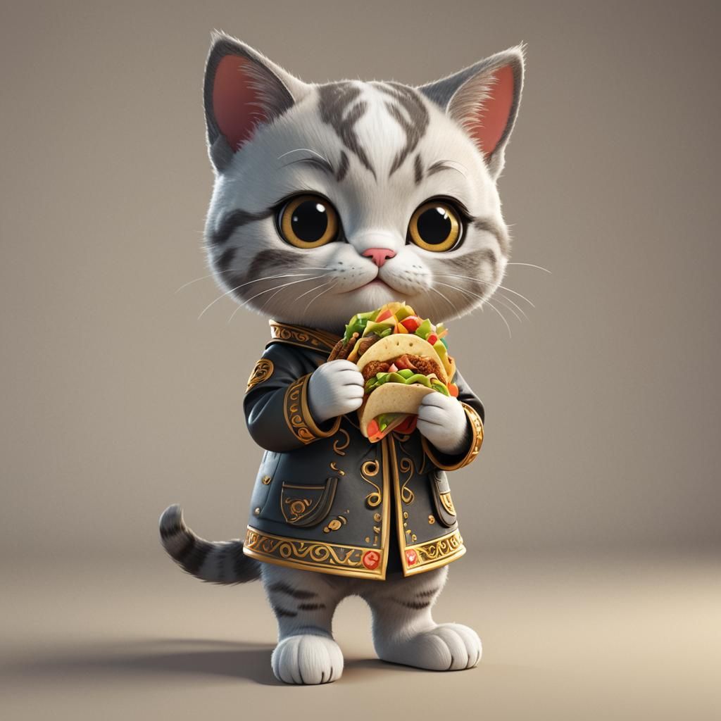 Kitty's Taco Time: A Kawaii 3D Rendering