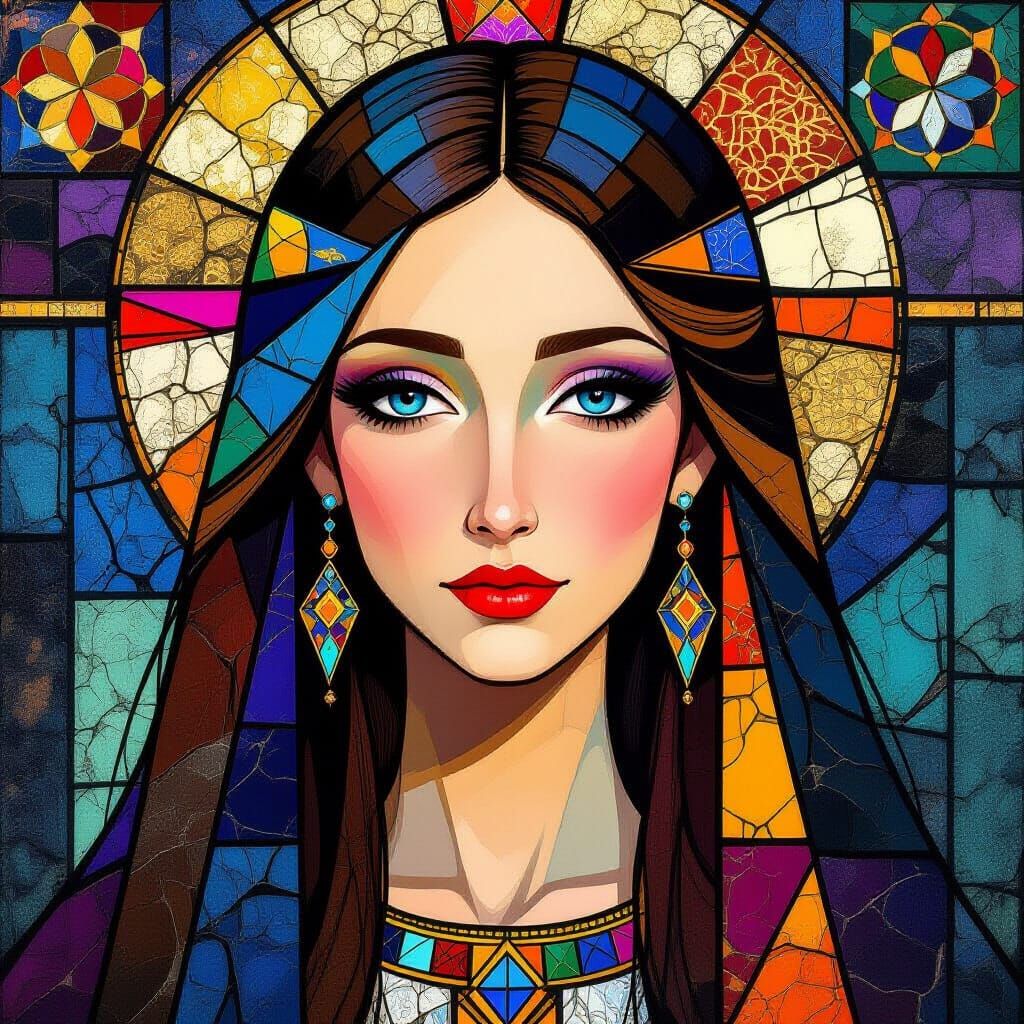 Fantasy Princess Portrait in Byzantine Mosaic Style