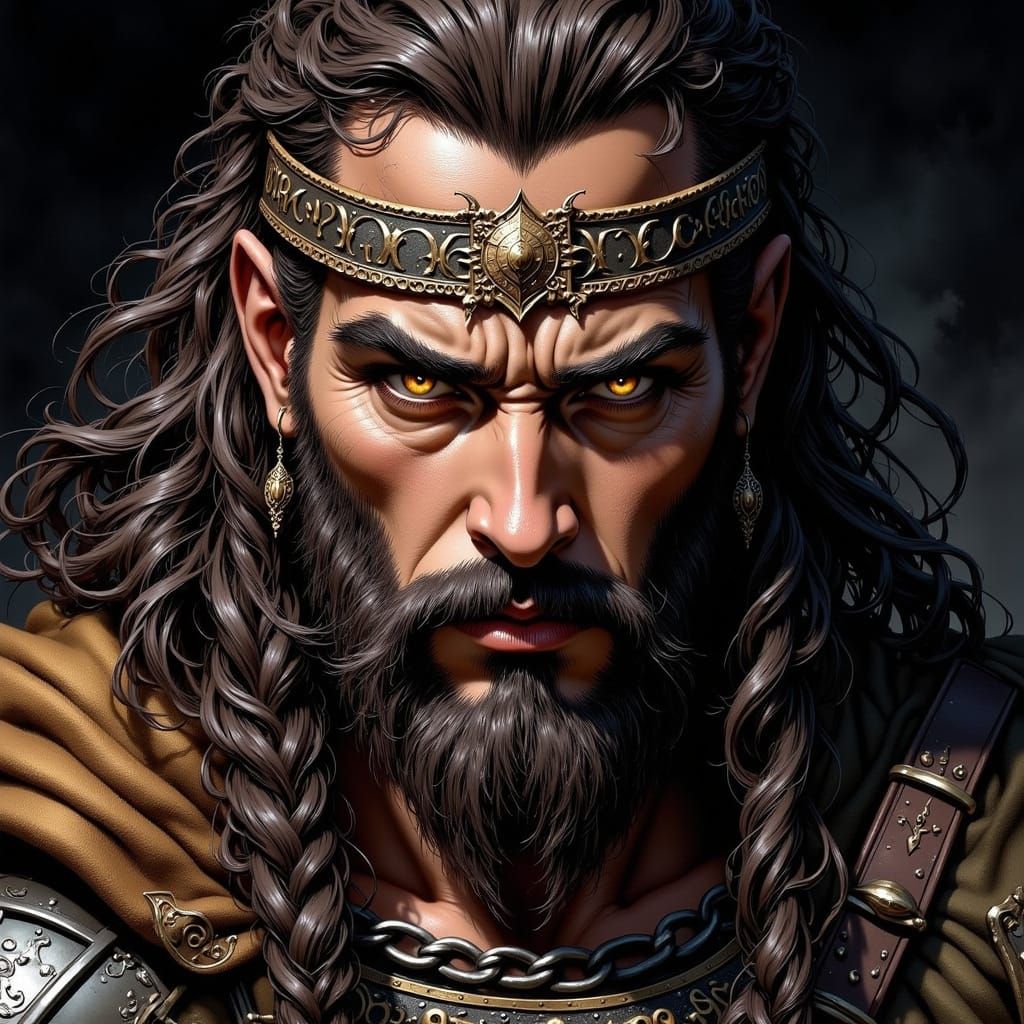 Dwarven Warrior Portrait in Detailed Oil Painting