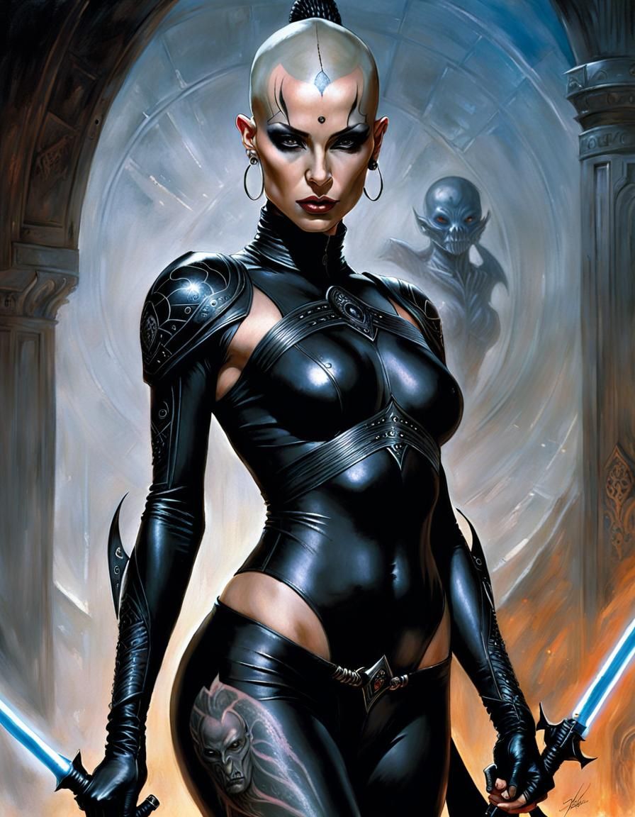 Asajj Ventress Portrait in Oil Painting Style