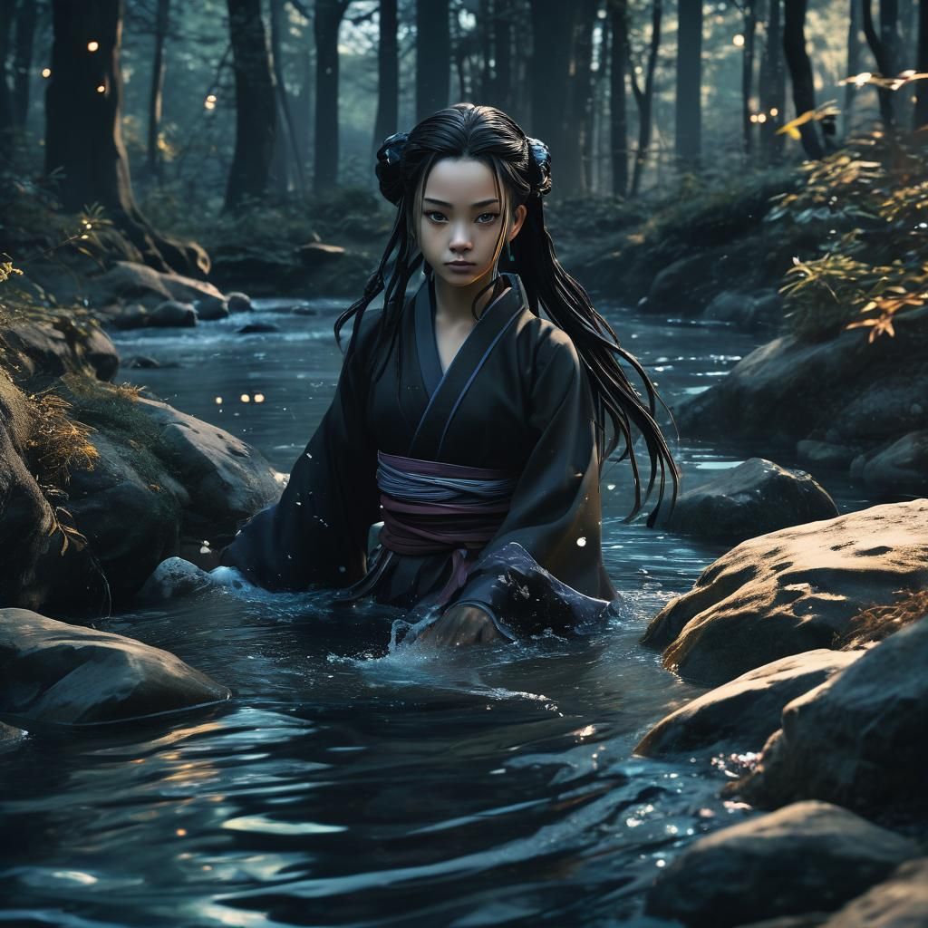 Goth Katara in Dark Fantasy Manga Style