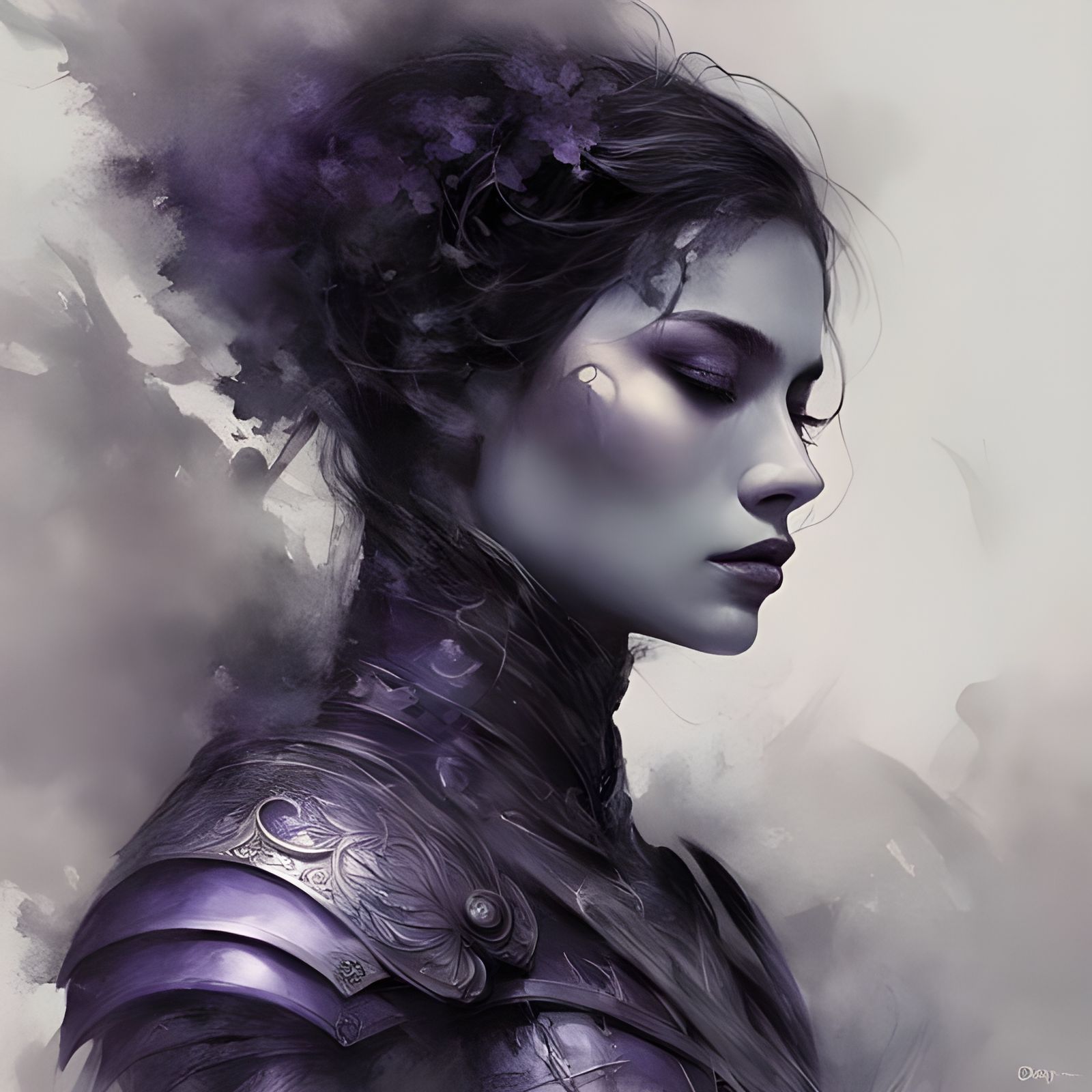 Sad Blind Knight Portrait in Porcelain and Shadow