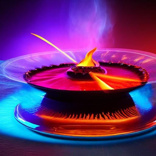 Blue Flames Flan Flambe in 3D Digital Art