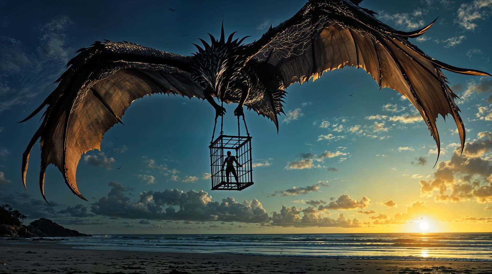 Demonic Pterodactyl Transports Prisoner Cage