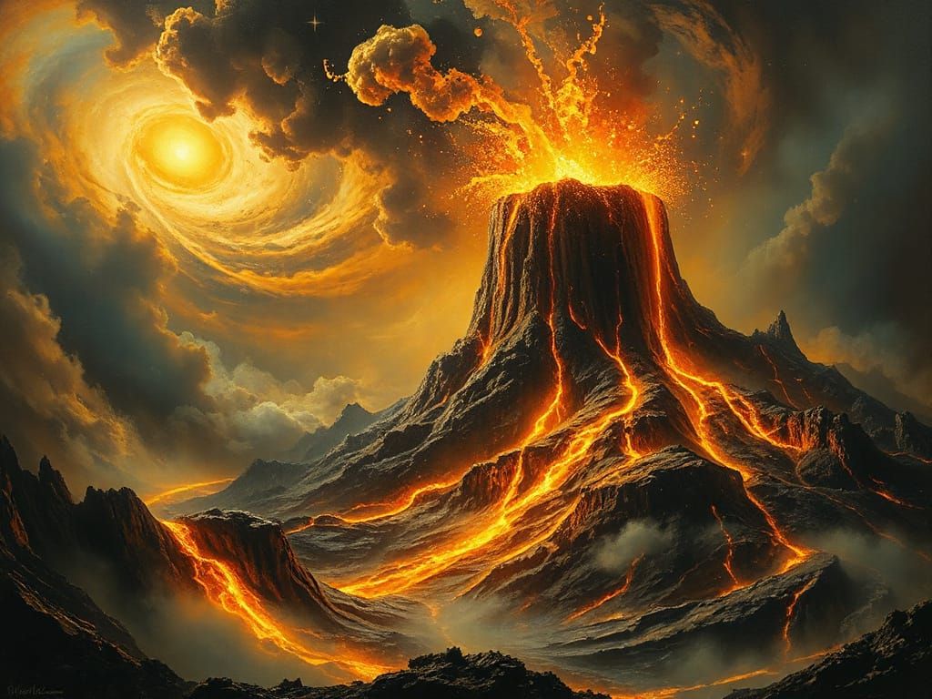 Colossal Volcano Erupts Molten Gold in Cosmic Nebula