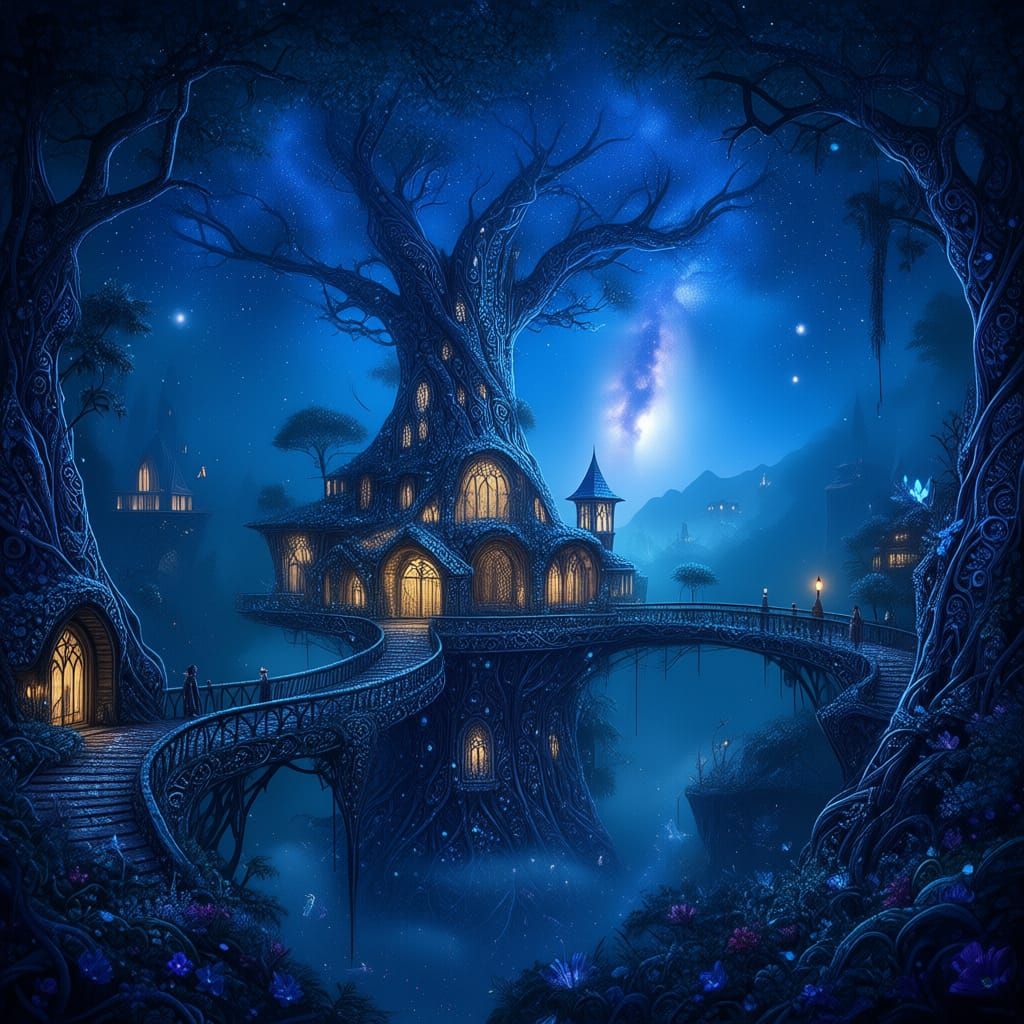 Intricate Breathtaking Dark Mode Scene