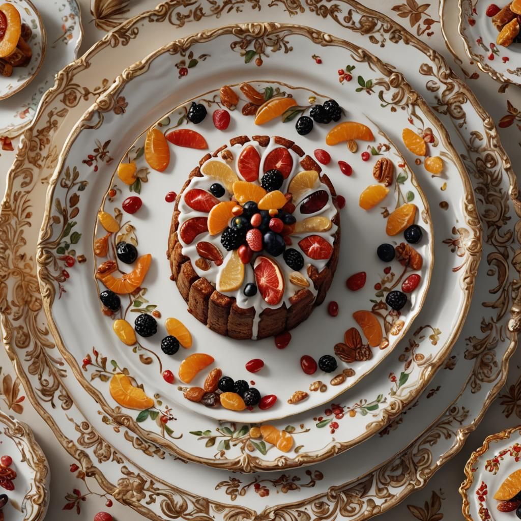 Hyper-Realistic 3D Fruitcake Still Life