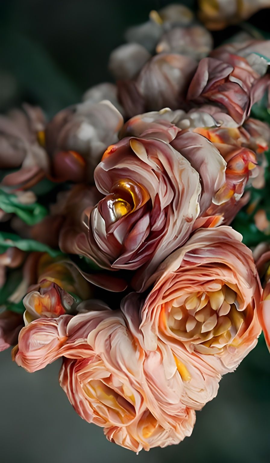 Luxurious Peach Ranunculus Flowers in Hyperrealistic Film Ph...