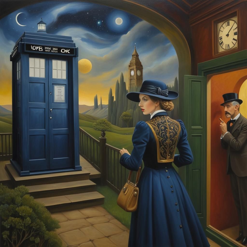 Dr. Who TARDIS Museum Visit in Surrealist Style
