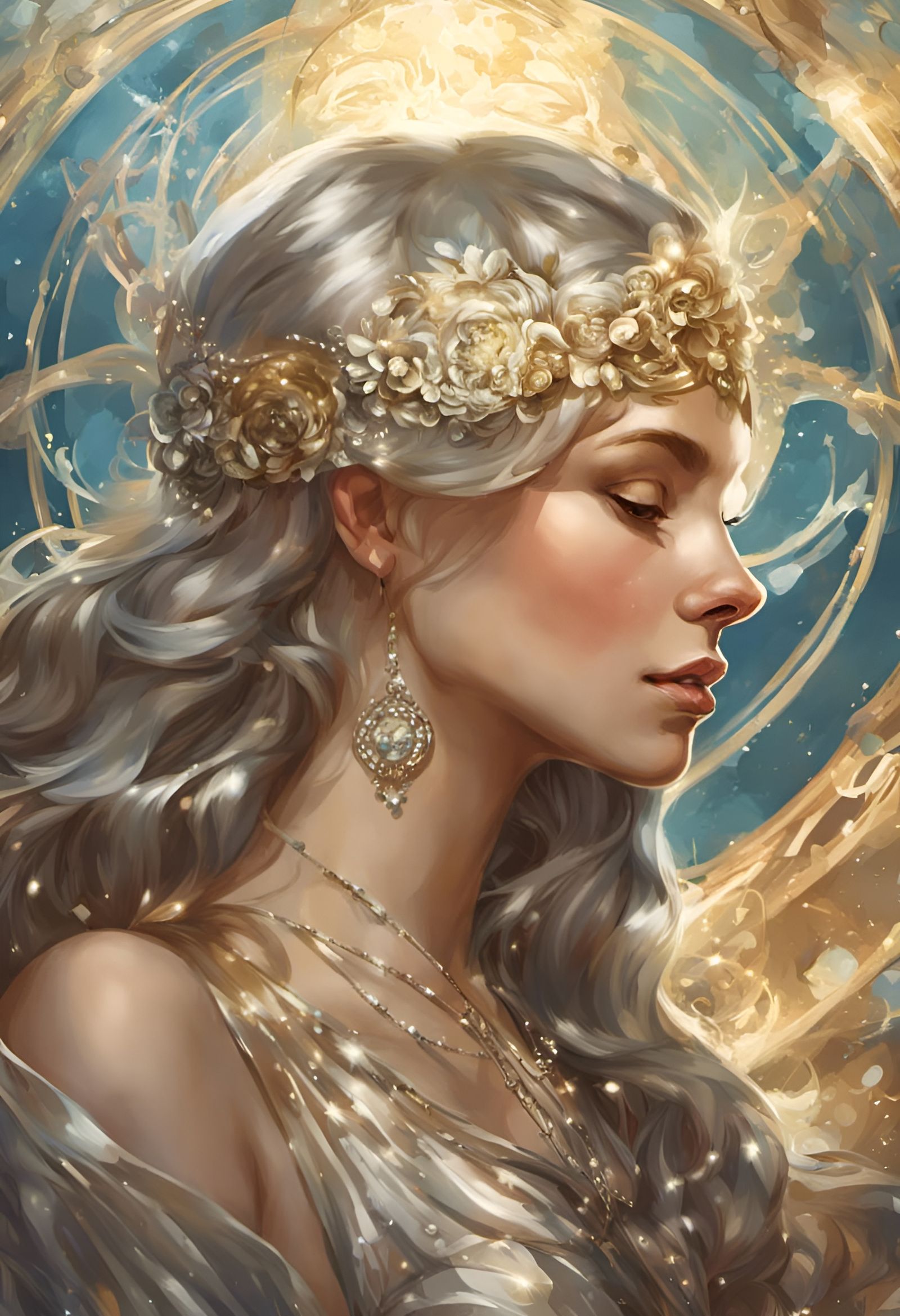 Glistening Silver Prize Inspired by Alphonse Mucha