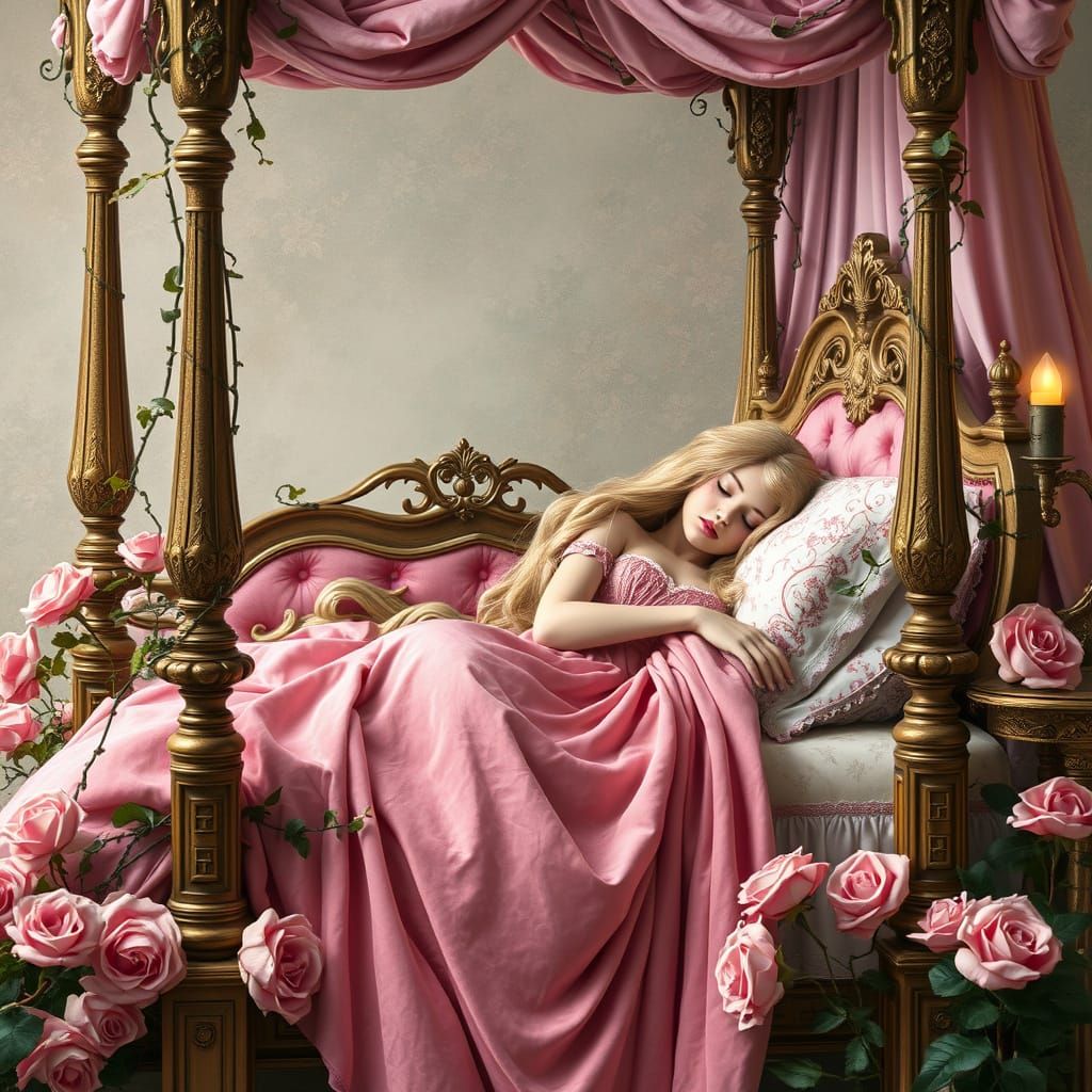 Sleeping Beauty in Art Nouveau Style