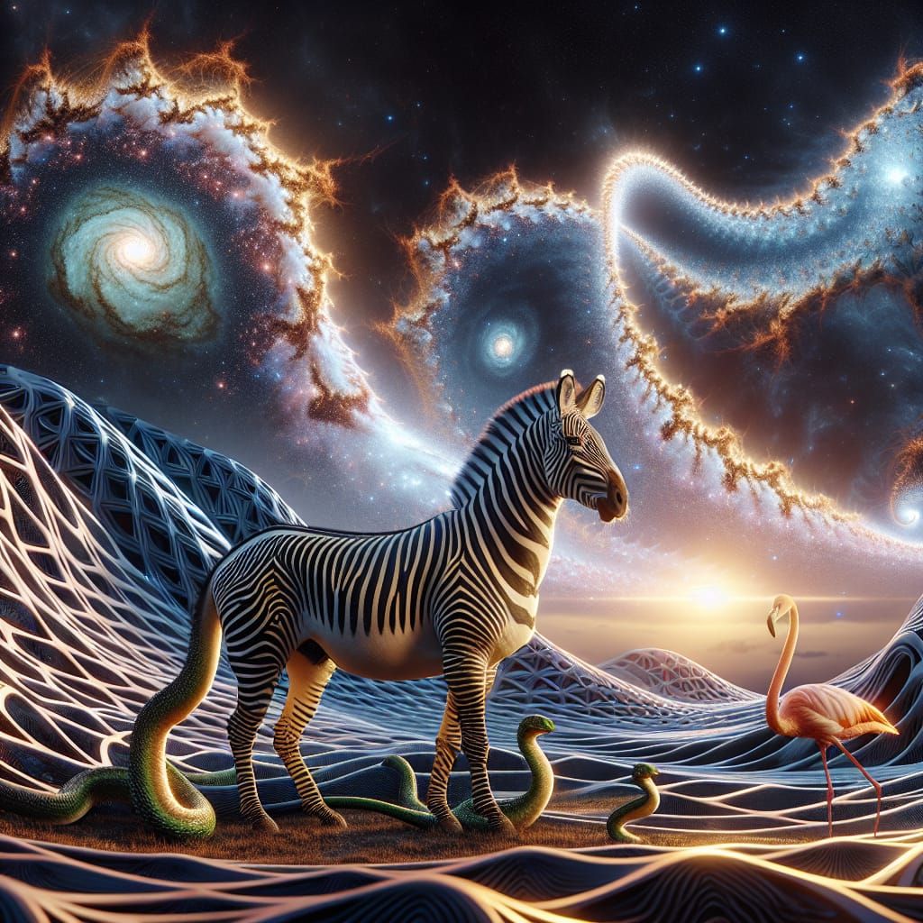 Hybrid Creature in Cosmic Dreamscape, Biomorphic Art