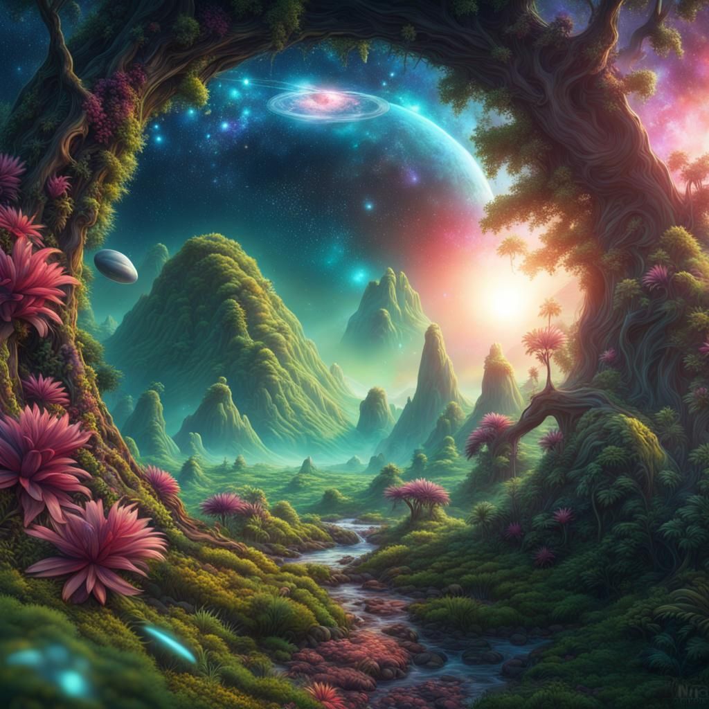 Lush Alien World: A Vibrant Portal to the Galaxy