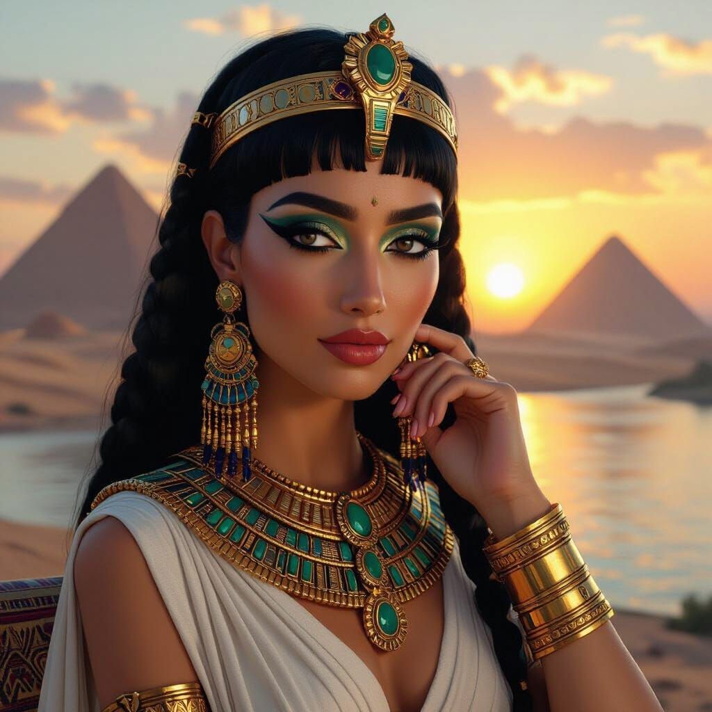 Cleopatra Portrait in Ancient Egyptian Style