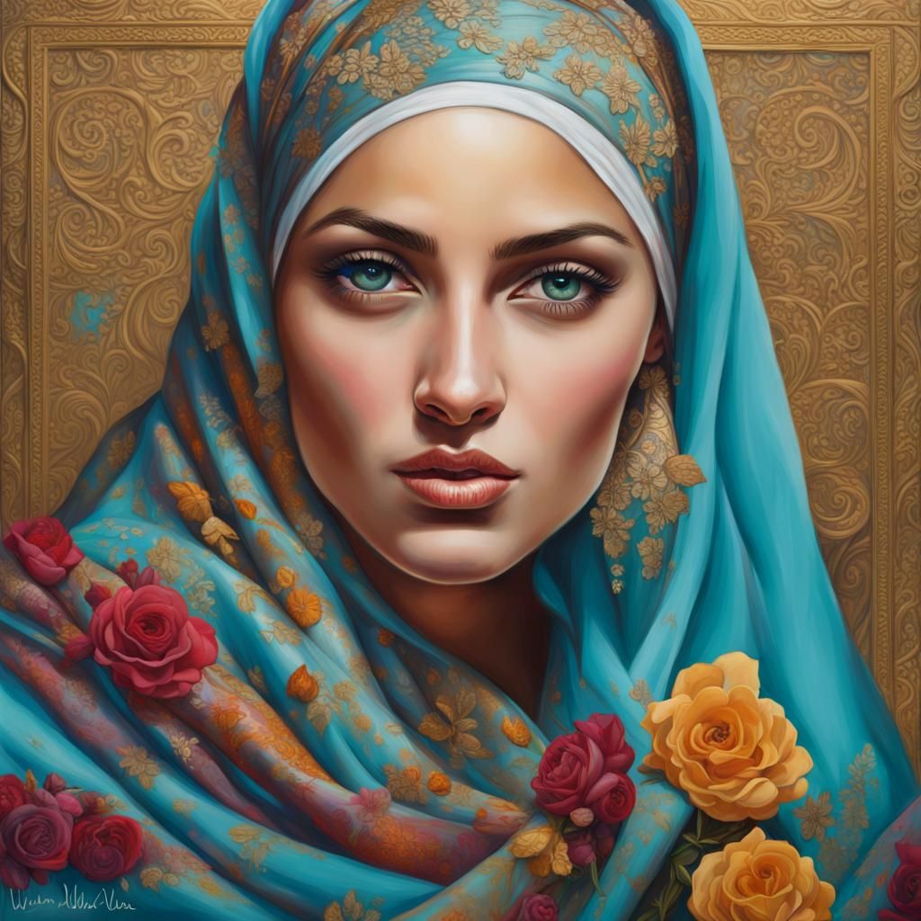 Paintings of beautiful women expressing deep curiosity