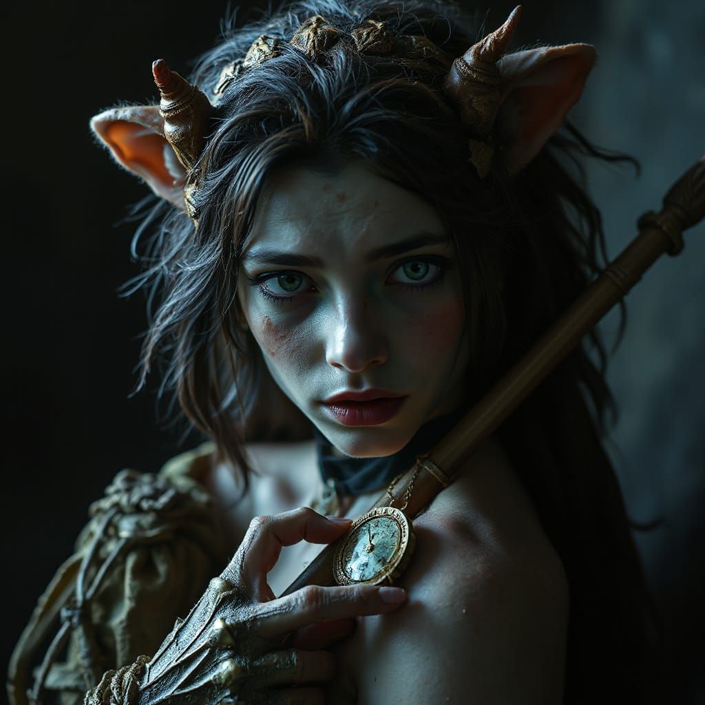 Dark Fantasy Portrait of a Crusty Animal-like Woman