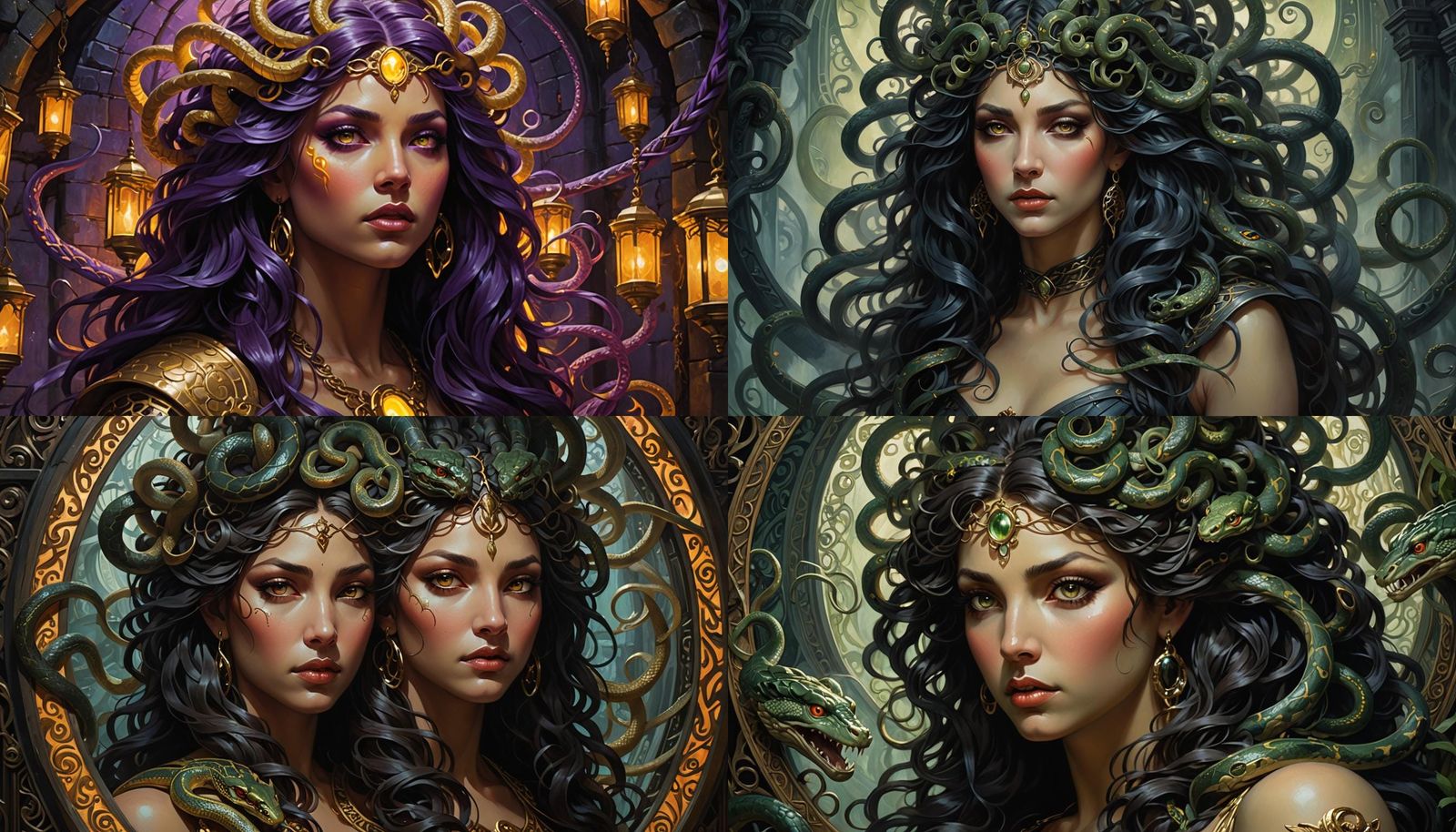 Enchantress Medusa: A Dark Fantasy Oil Painting