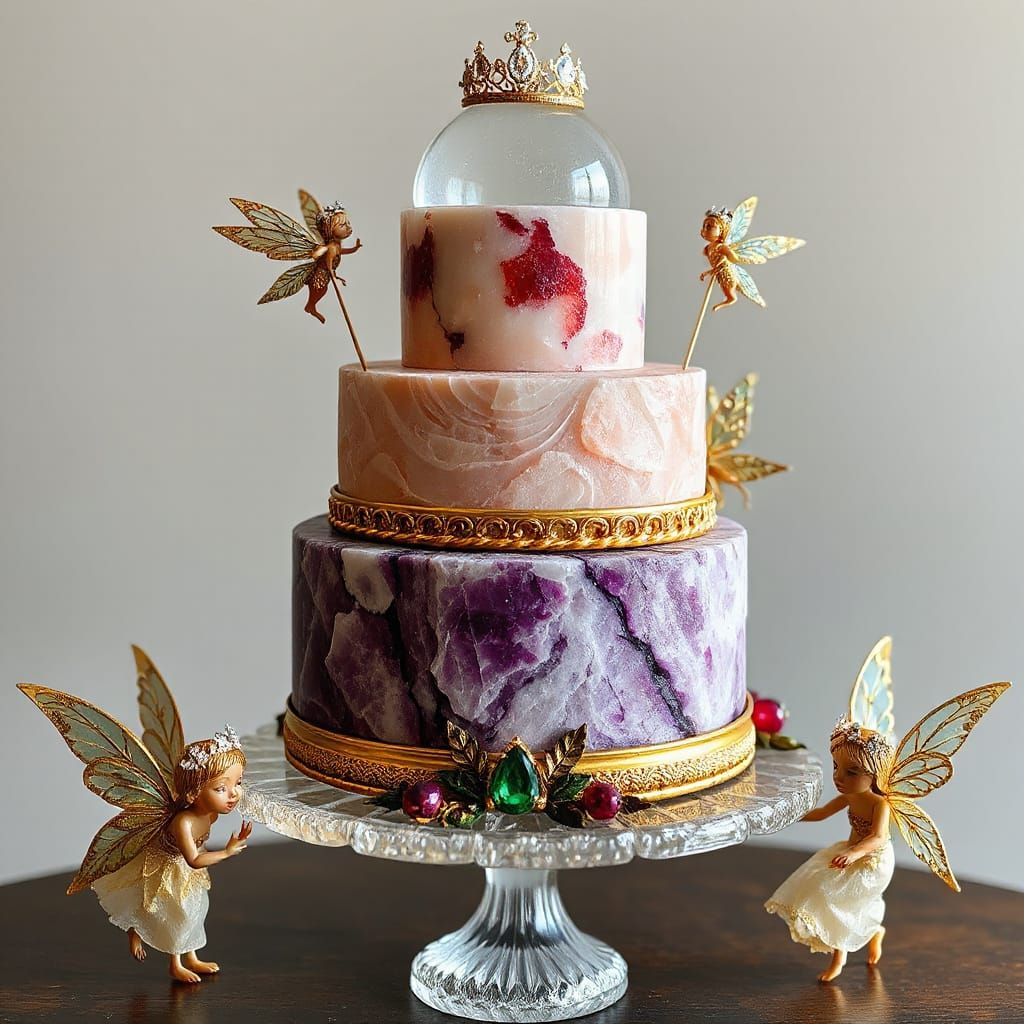 Gemstone Cake with Diamond Crown in Art Nouveau Style