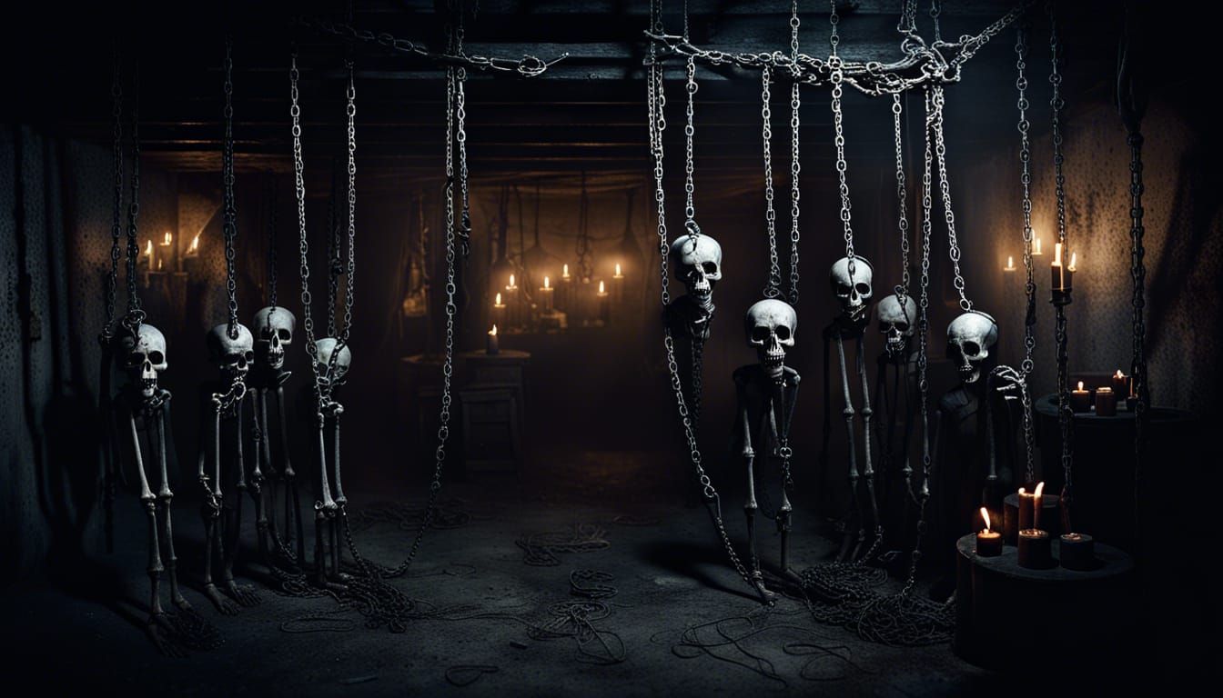 Ominous Halloween Skeletons in Dark, Surreal Style