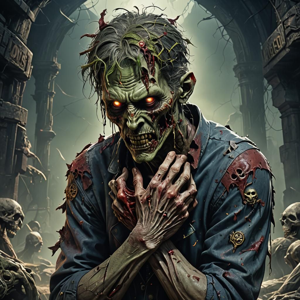 Zombie with Severed Head Digital Art