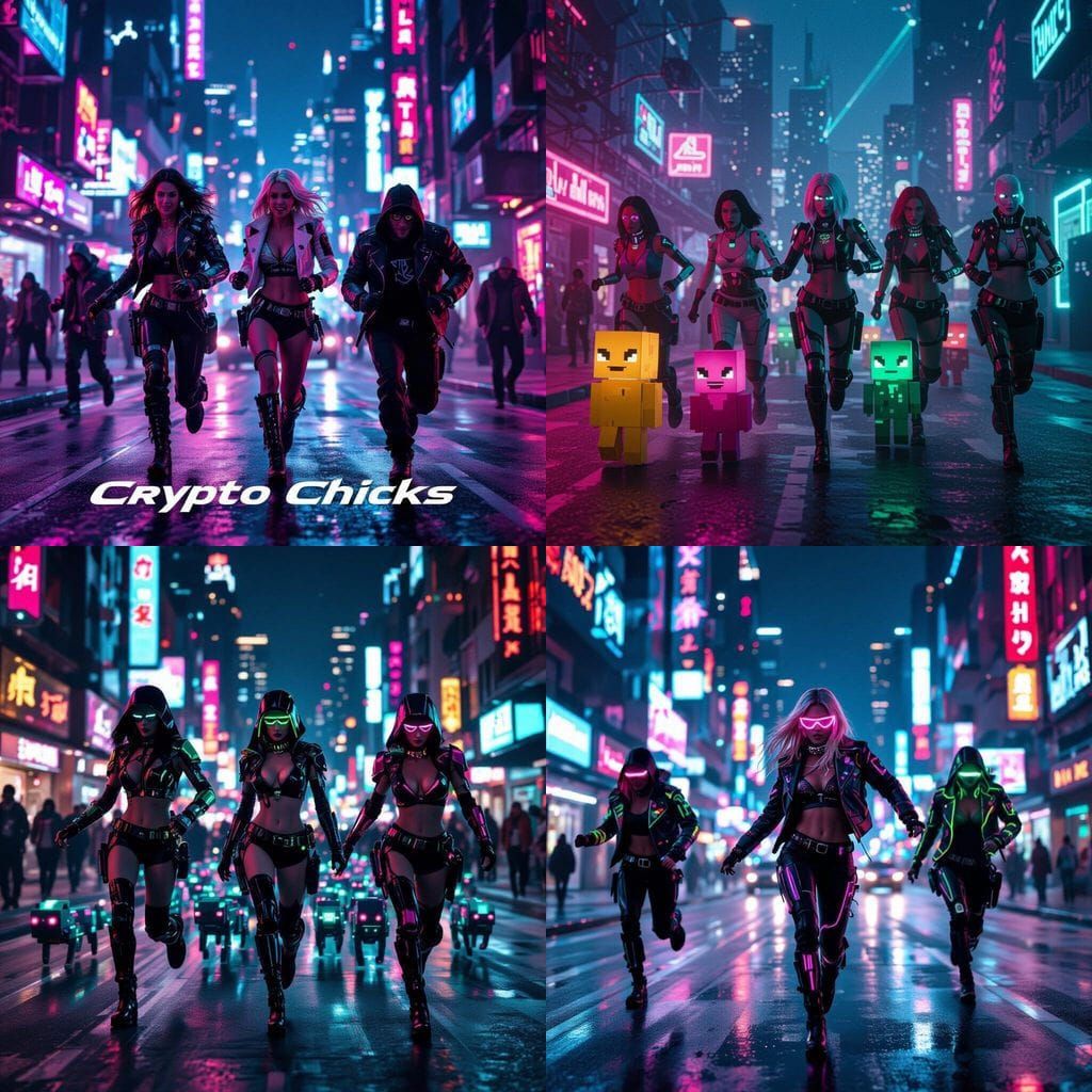 Crypto Chicks Pursue Crypto Punks in Cinematic Film Still