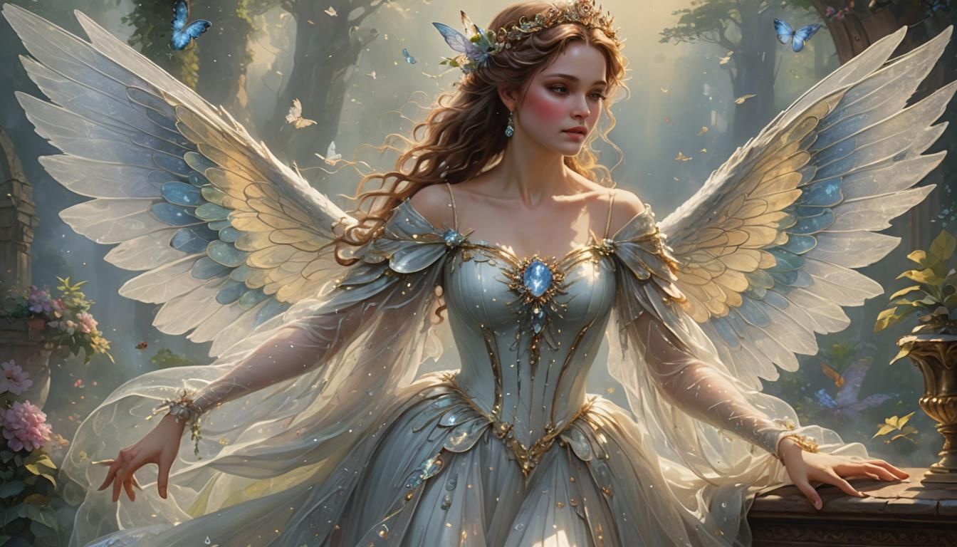 Regal Fae Queen with Translucent Wings