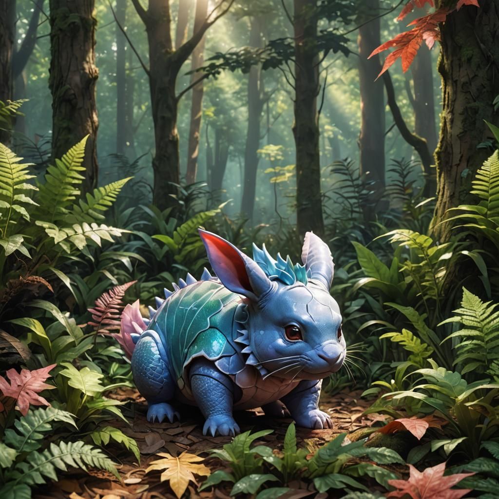 Nidoran in Forest: Realistic Digital Art