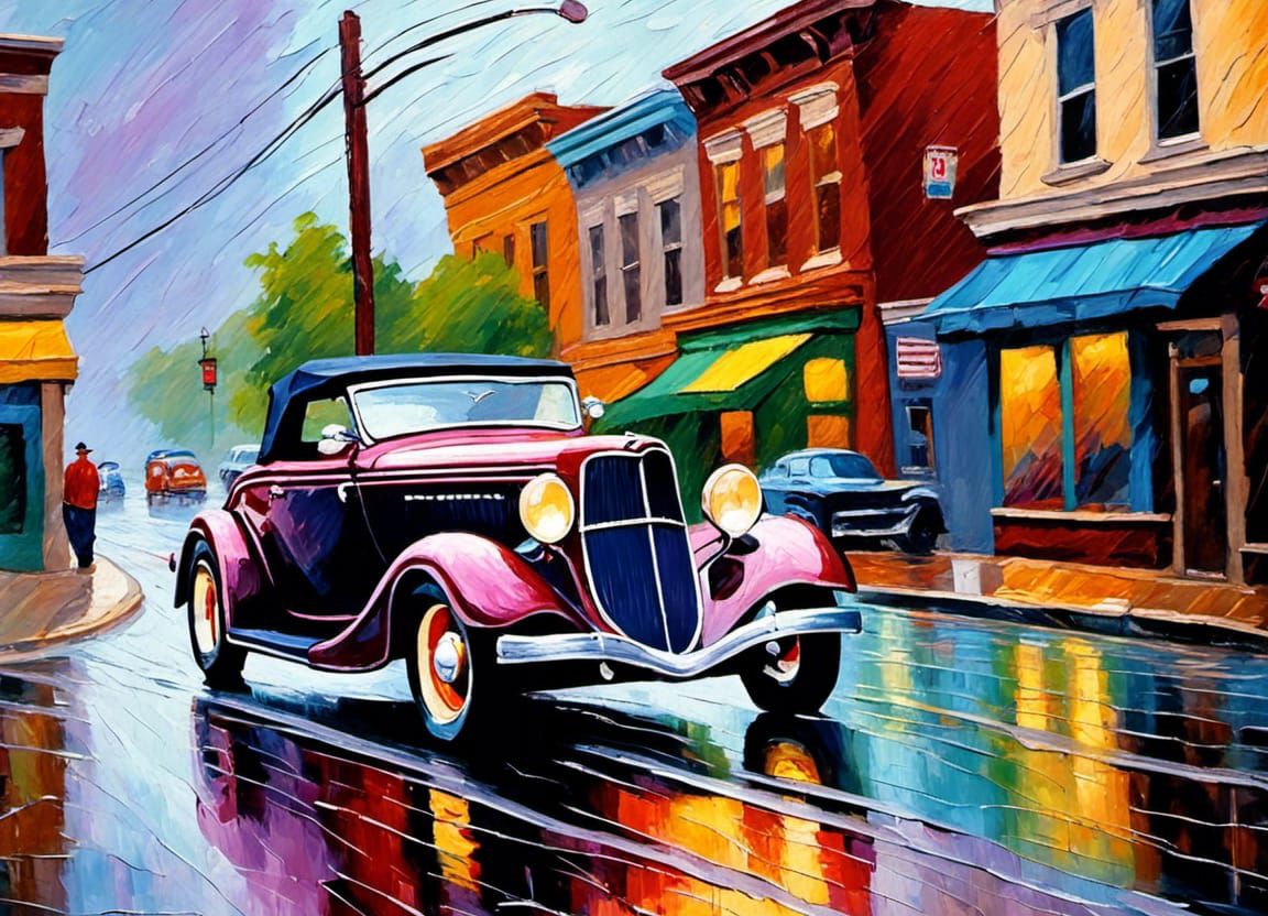 1934 Ford DeLuxe Roadster in Neo-Impressionist Style
