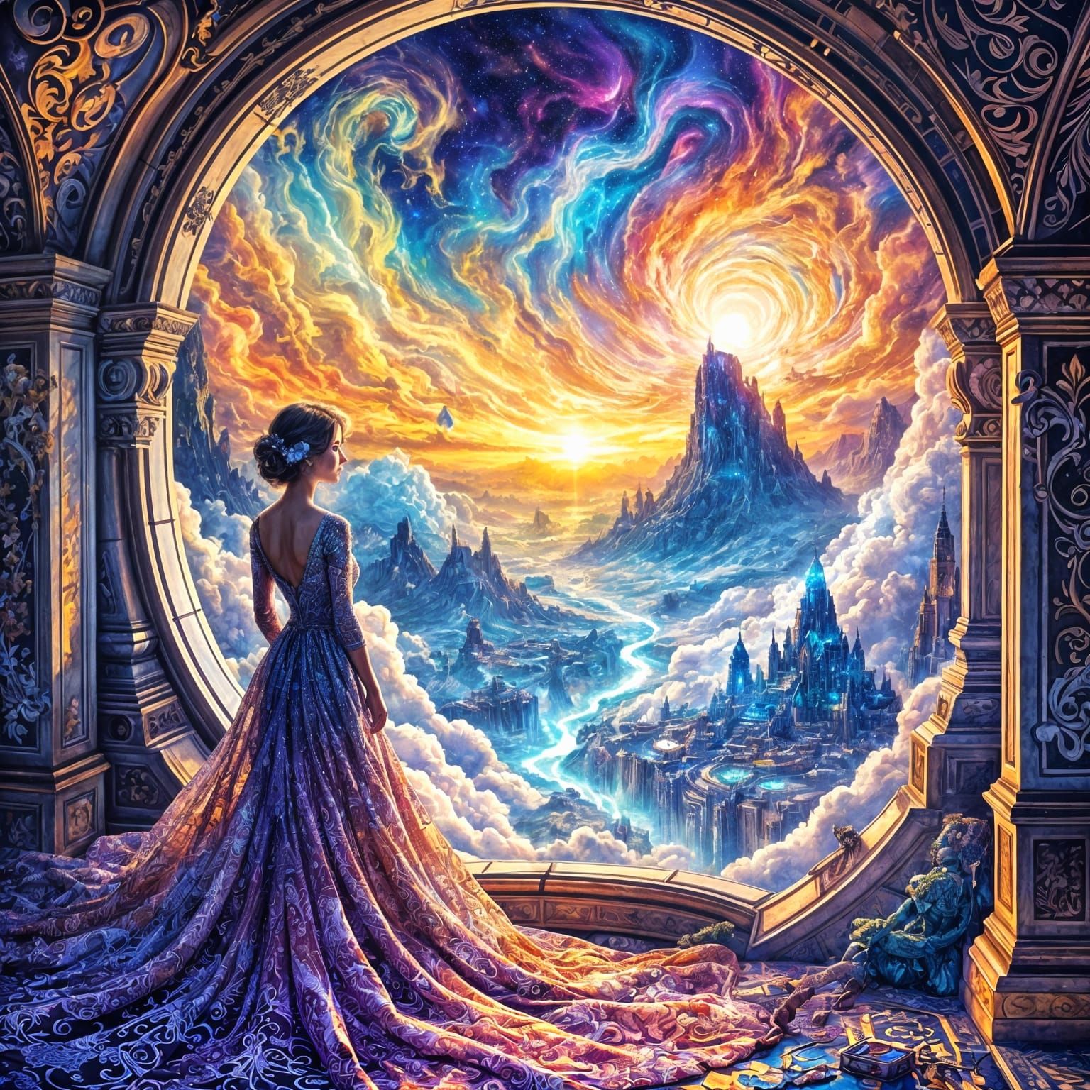 Utopian Landscape Revealed Through Stained Glass Window