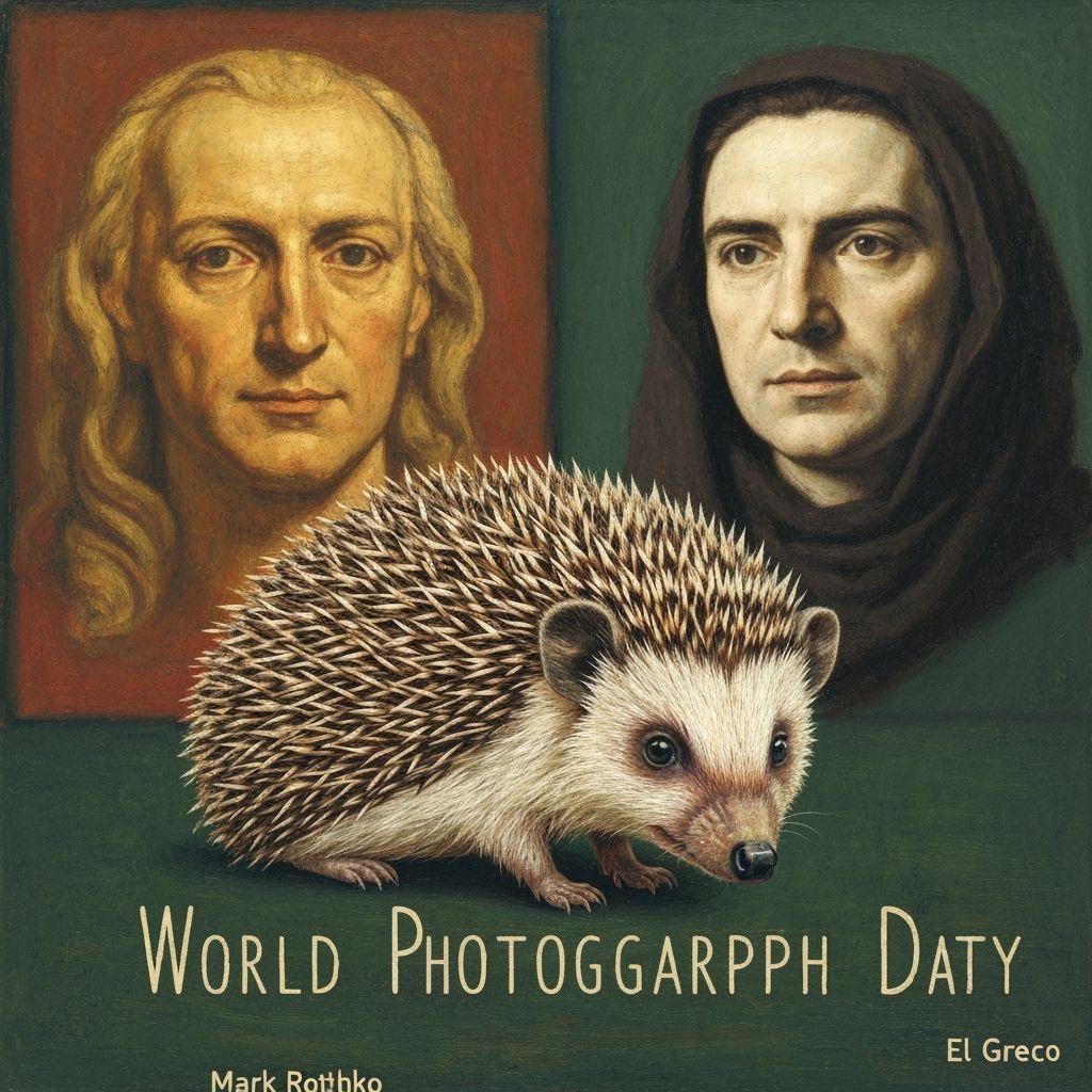 Hedgehog Photographer on Earth, Rothko and El Greco Style