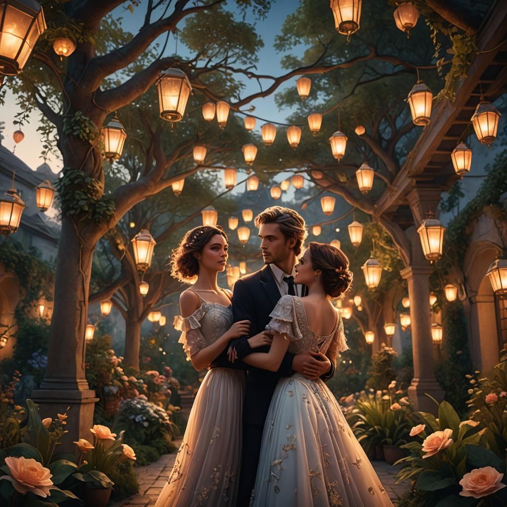 Famous Singer and Girlfriend in Dreamlike Garden