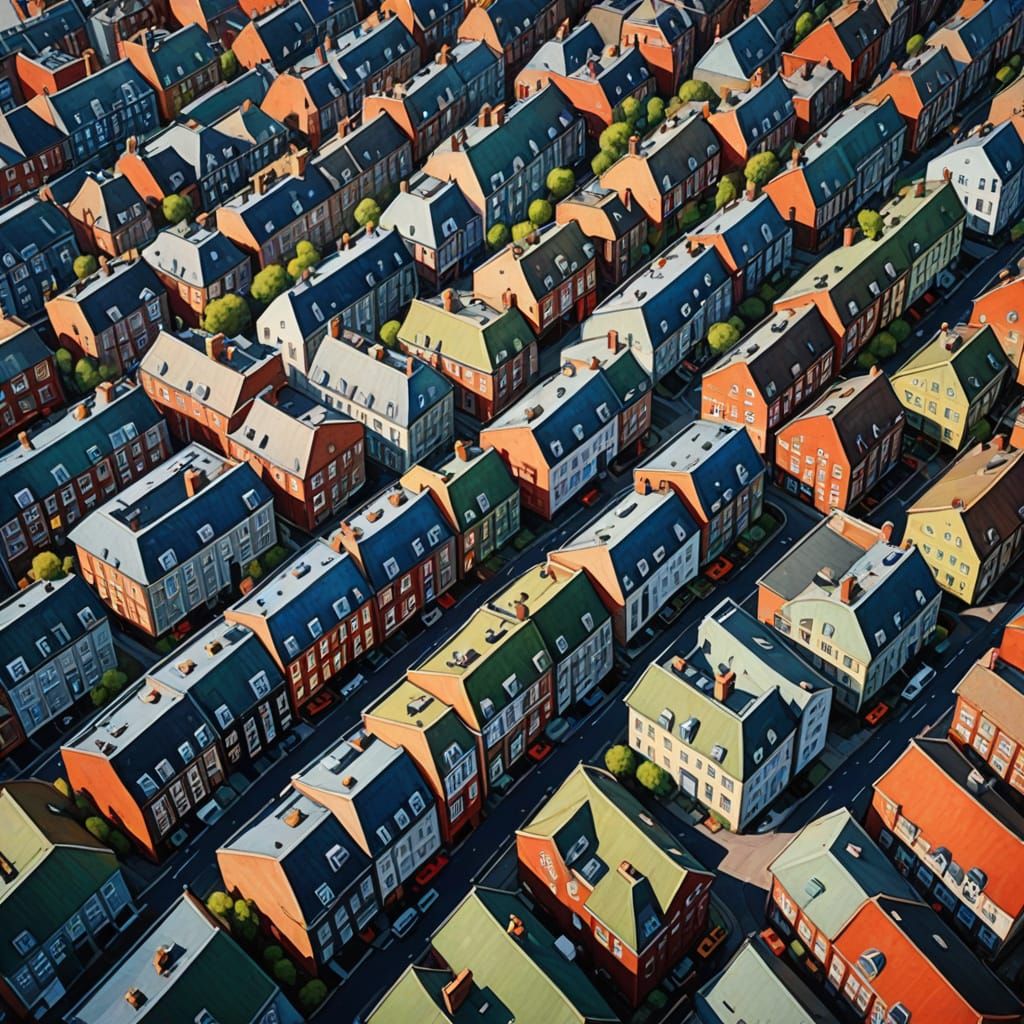 Vibrant Fabric Cityscape in Hyper-Realistic Gouache