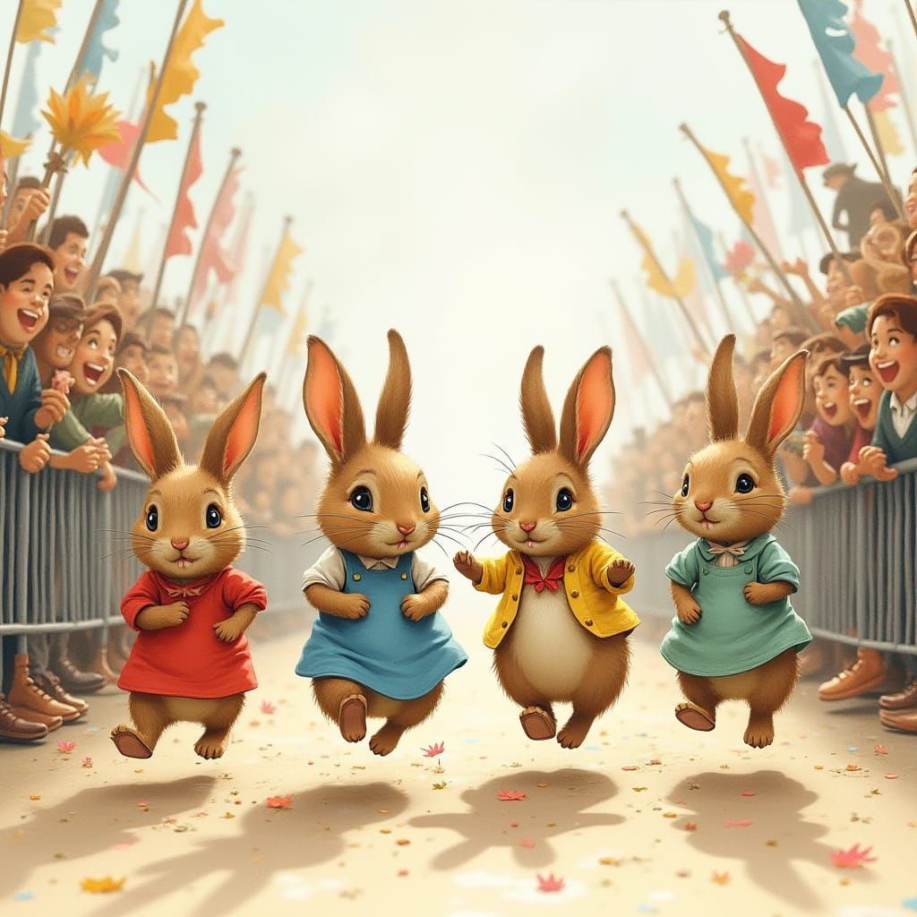 Rabbits in Whimsical Running Festival